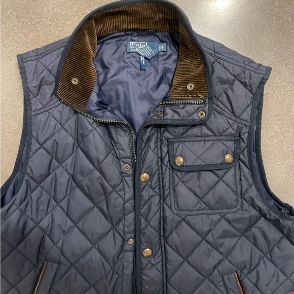 Polo Ralph Lauren Quilted Vest in Dark Blue and Brown. Sz L - Picture 2 of 10